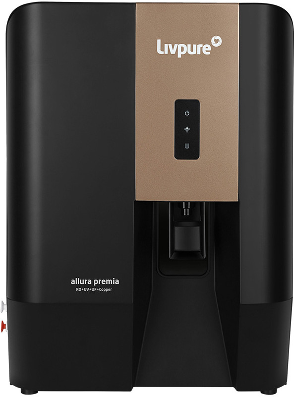 Livpure Liv-Allura Premia 7 L Ro + Uv + Uf + Copper Water Purifier |No Service Cost For 2.5 Years |10 Stage Advanced Purification | Suitable For All-Borewell, Tanker, Municipality Water(Black)