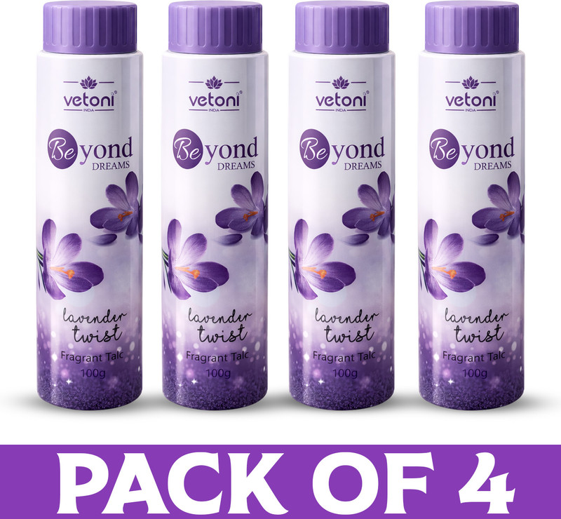 Vetoni Beyond Dreams Lavender Twist Talc Powder For Men & Women(4 X 100 G)