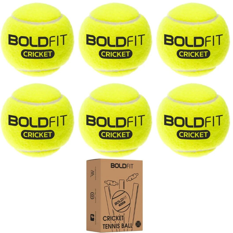 Boldfit Cricket Ball Tennis Ball Box Set Pack Green High Bounce Soft Light Weight Combo Cricket Tennis Ball(Standard, Pack Of 6, Green)