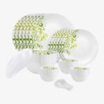 Cello Pack Of 34 Opalware Dazzle Oleander|Crockery Set | Dinner Set(White, Microwave Safe)
