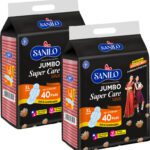 Sanilo Jumbo Super Care Maxi Trifold 100% Leak Free, Anti-Rash 280Mm Xl Size Sanitary Pad(Pack Of 80)