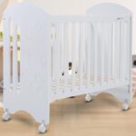 Little Olive Cuddle Wood Infant Cot For New Born – White Cot(Off White)
