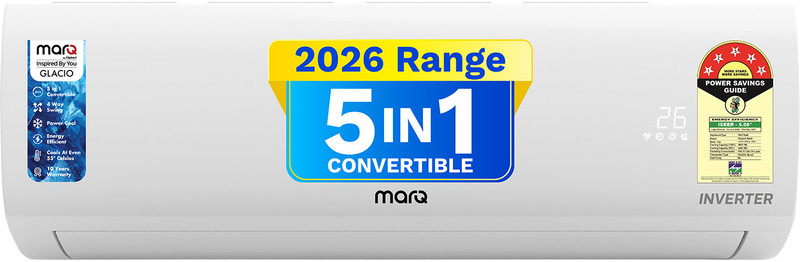 Marq By Flipkart 2026 Model 1.5 Ton 5 Star Split Inverter 5-In-1 Convertible With Turbo Cool Technology Ac(155Ipg26Wq, White)