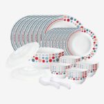 Larah By Borosil Pack Of 44 Opalware Pastel Galaxy Crockery Set For Dining & Gifting, Plate & Bowl Dinner Set(Pink, Blue, Microwave Safe)