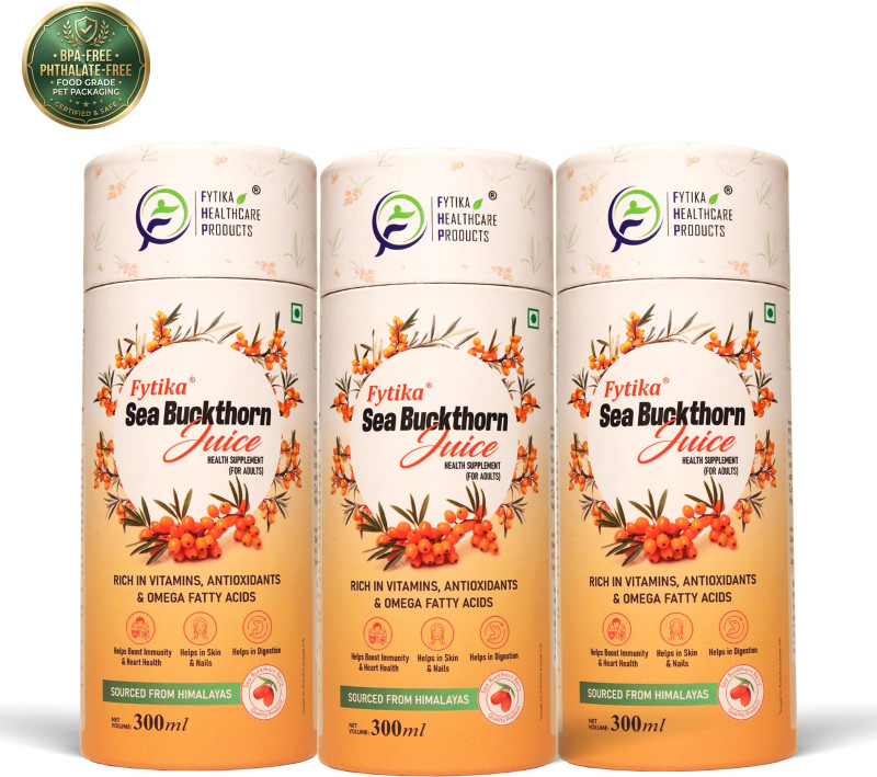 Fytika Sea Buckthorn Juice | Pulp Concentrate, For Men & Women | 900 Ml(3 X 300 Ml)
