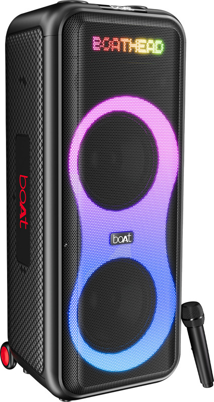 Boat Partypal 600(2025 Launch), Animated Text Display, Wireless Karaoke Mic, Leds 220 W Bluetooth Speaker(Premium Black, Mono Channel)