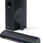 Portronics 100W Zuno Compact Bluetooth Soundbar With Deep Bass, 2.1 Channel Home Theatre 100 W Bluetooth Soundbar(Black, Stereo Channel)