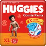 Huggies Comfy Baby Diaper Pants, Upto 50% Faster Absorption – Xl(56 Pieces)