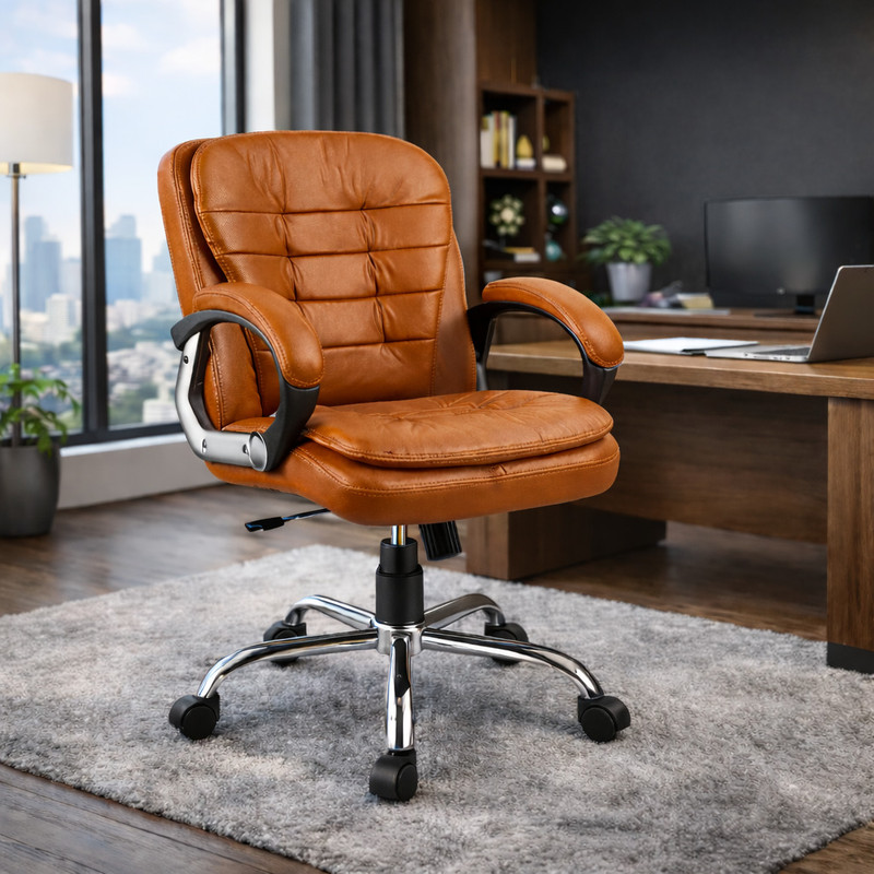 Oakcraft Leatherette Office Executive Chair(Tan, Optional Installation Available)