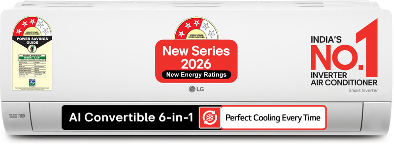 Lg 2026 Model 1.5 Tons 3 Star Split Smart Inverter Faster Cooling And Energy Saving, Ai Convertible 6-In-1 Cooling, Hd Filter With Anti Virus Protection, Cools At 55 Degree Celsius, Him Clean, Viraat Mode And Diet Mode Plus Ac(As-Q18Jnxe, White)