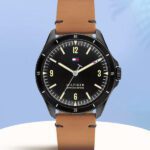 Tommy Hilfiger Ncth1791906 Tommy Hilfiger Black Dial Brown Leather Strap Analog Watch  – For Men