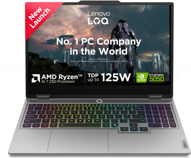 Lenovo Loq 2025 Amd Ryzen 7 Octa Core 250 – (24 Gb/1 Tb Ssd/Windows 11 Home/8 Gb Graphics/Nvidia Geforce Rtx 5050) Loq 15Ahp10 Gaming Laptop(15.6 Inch, Luna Grey, 2.4 Kg, With Ms Office)