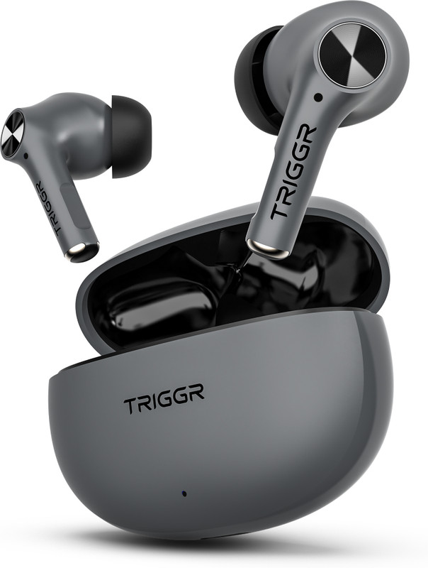 Triggr Ultrabuds Go With 40H Playtime, Ai Enc, Dynamic Drivers, Type-C Fast Charging Bluetooth(Lunar Grey, True Wireless)