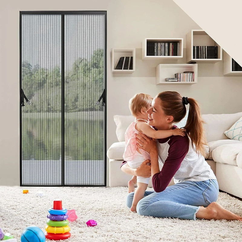Karp 200 Cm (7 Ft) Door Polyester Semi Transparent Curtain Single Curtain(Black, Striped)