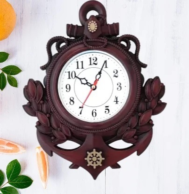 Moonatic Analog 31 Cm X 24 Cm Wall Clock(Brown, With Glass, Standard)