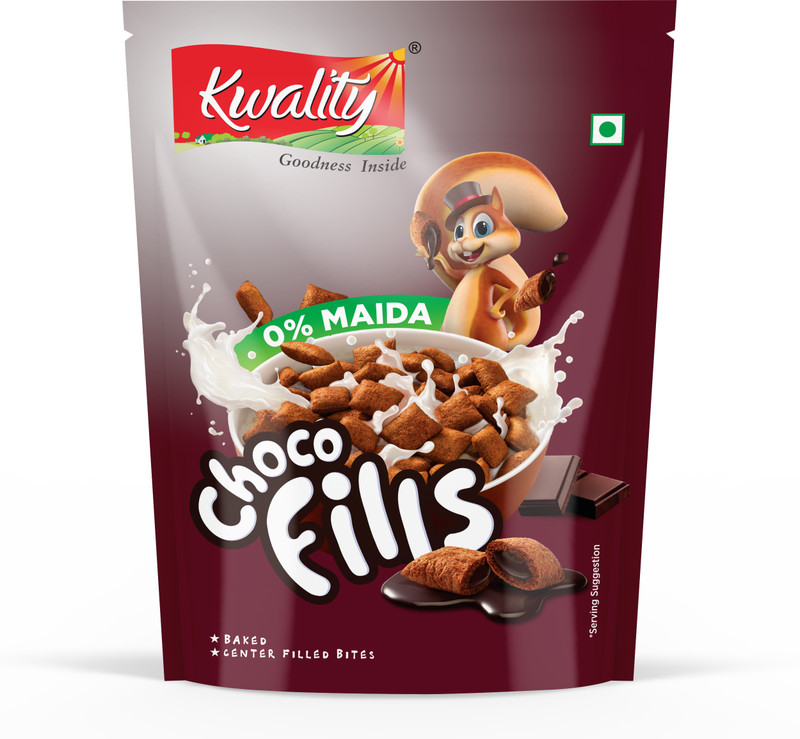 Kwality Choco Fills, 0% Maida, Filled With Rich Chocolate Breakfast Cereals For Kids Pouch(60 G)