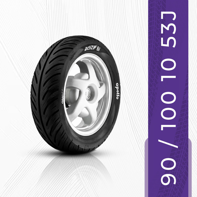 Apollo 90/100-10 53J Actizip S1 (Tl)-D 90/100-10 Front & Rear Two Wheeler Tyre(Street, Tube Less)
