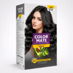 Color Mate 100% Grey Coverage, Ammonia-Free Unisex Permanent Cream Hair Colour,Pack Of 1 , Natural Black