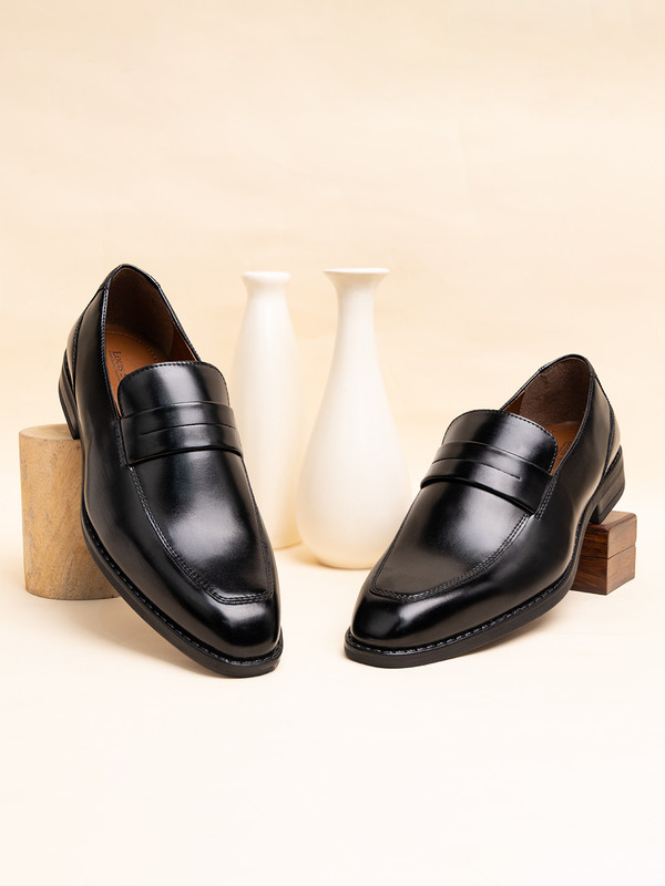 Louis Stitch Black Formal Slipon Mocassin Shoes For Men (Sxmc) – Uk 6 Mocassin For Men(Black , 6)