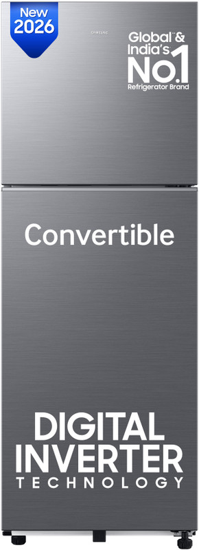 Samsung 236 L Frost Free Double Door 3 Star Refrigerator  With Convertible, Digital Inverter, 2026 Model(Refined Inox, Rt40H28U3Thl)