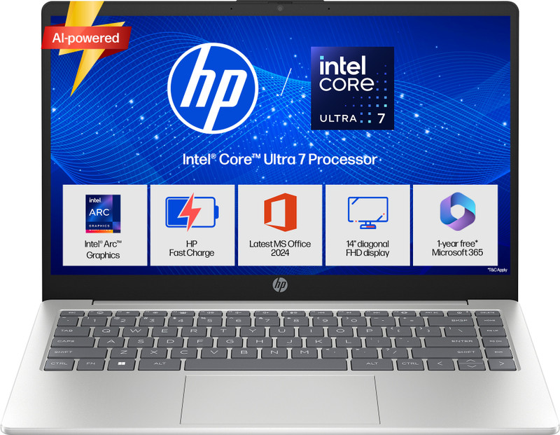 Hp 14 Ai Pc Intel Core Ultra 7 155H – (16 Gb/1 Tb Ssd/Windows 11 Home) 14-Ep1152Tu Thin And Light Laptop(14 Inch, Natural Silver, 1.4 Kg, With Ms Office)