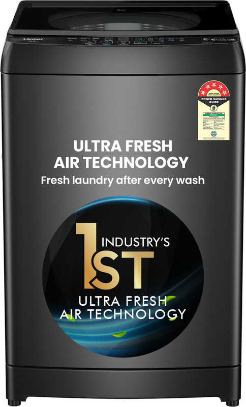 Haier 10 Kg Powerful Oceanus Wave Drum, Custom Wash Cycles With 15 Mins Quick Wash, Smart Fuzzy Control, Balance Clean Pulsator, Magic Filter, Castor Wheels Fully Automatic Top Load Washing Machine Black(Etl100-C3Ps8)