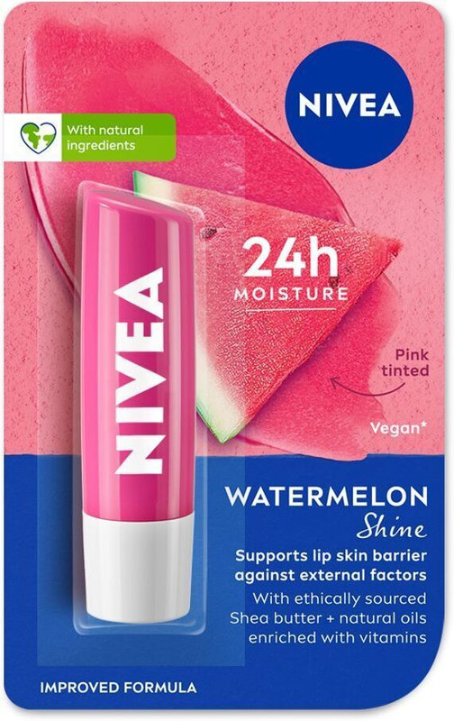 Nivea Shine Caring Lip Balm Watermelon(Pack Of: 1, 4.8 G)