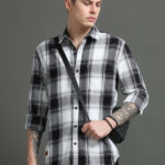 Rope Men Checkered Casual Black, White Shirt
