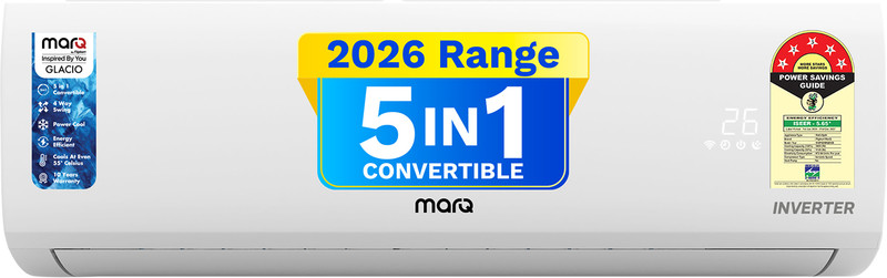 Marq By Flipkart 2026 Model 1 Ton 5 Star Split Inverter 5-In-1 Convertible With Turbo Cool Technology Ac(105Ipg26Wq, White)