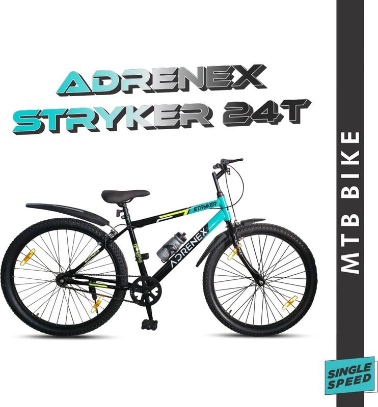Adrenex Stryker 24T | 85% Pre-Assembled 24 T (Inch) Mountain Cycle(Single Speed, Blue, Only Front Suspension)
