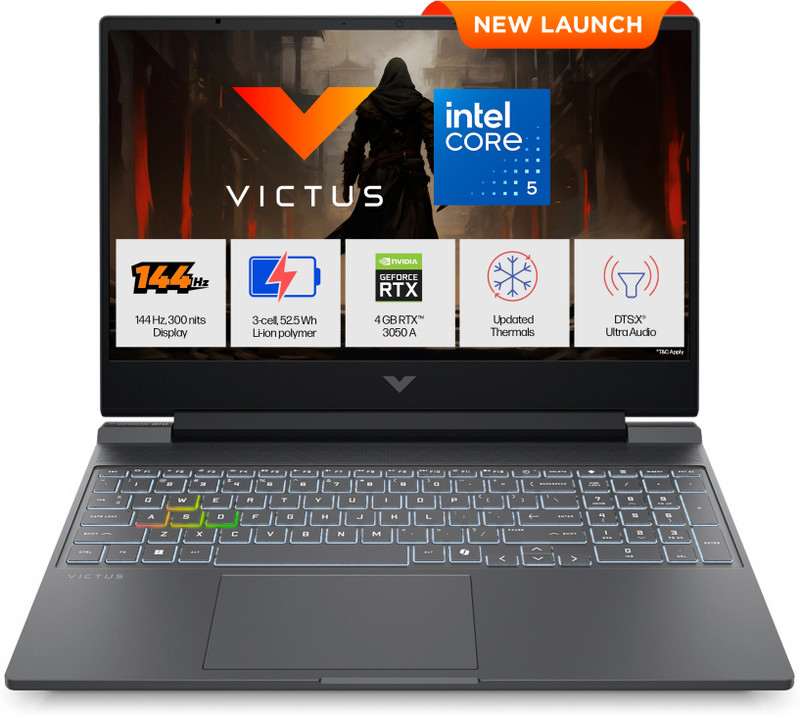 Hp Victus(I5 14Th Gen) Intel Core 5 210H – (24 Gb/512 Gb Ssd/Windows 11 Home/4 Gb Graphics/Nvidia Geforce Rtx 3050) 15-Fa2500Tx Gaming Laptop(15.6 Inch, Mica Silver, Black Chrome Logo, 2.29 Kg, With Ms Office)