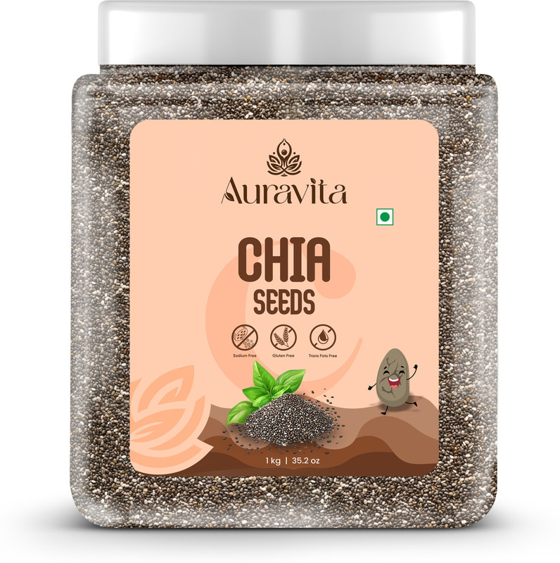Auravita Omega 3 And Fiber Raw Chia Seeds For Weight Management Chia Seeds(1 Kg)