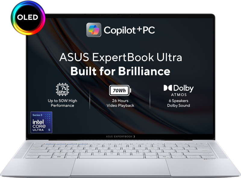 Asus Expertbook Ultra Copilot+ Pc Intel Core Ultra 5 Series 3 325H – (16 Gb/512 Gb Ssd/Windows 11 Home) B9406Caa-Tg1334Ws Thin And Light Laptop(14 Inch, Morn Grey, 0.99 Kg, With Ms Office)