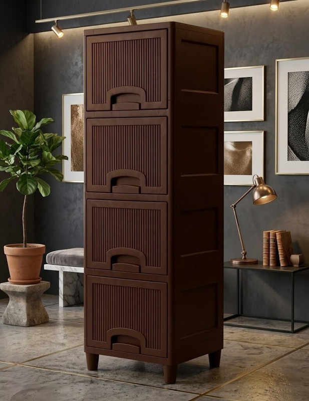 Surety For Safety 4 Compartments Plastic 4 Layer Drawer Multi-Compartment Organizers(Brown)