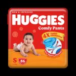 Huggies Comfy Baby Diaper Pants, Upto 50% Faster Absorption – S(86 Pieces)