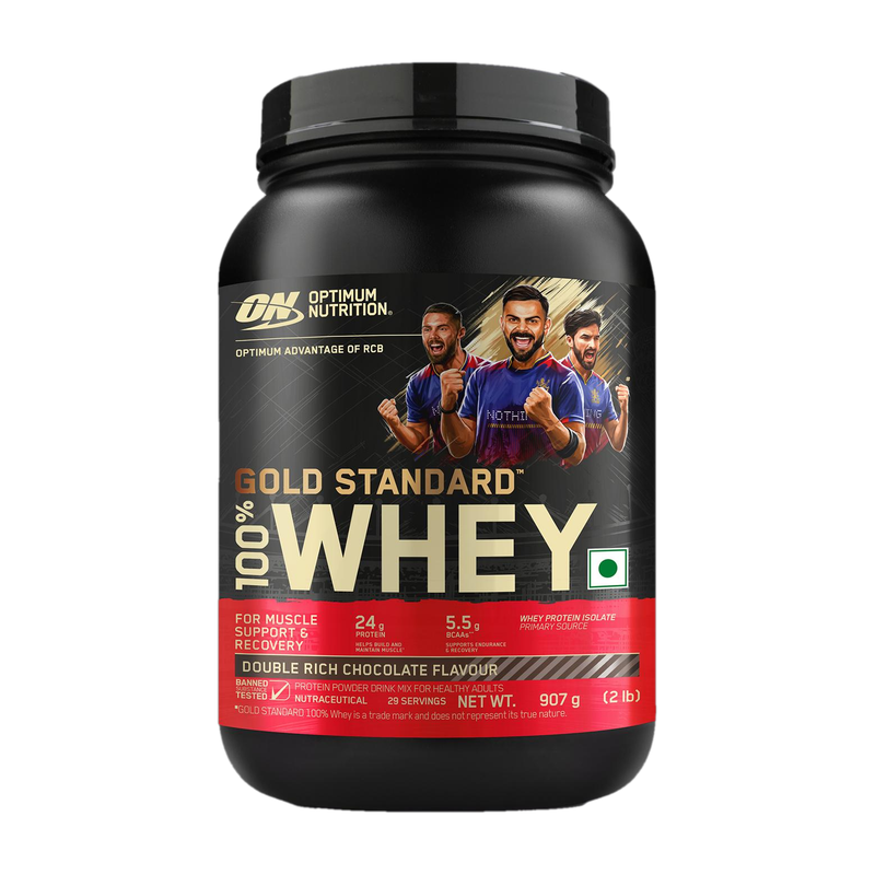 Optimum Nutrition (On) Rcb Limited Edition Gold Standard 100% Whey Protein ,Primary Source Isolate Whey Protein(907 G, Double Rich Chocolate)