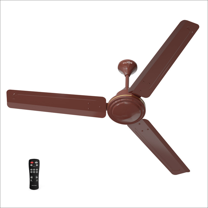 Polycab Airika Bldc 100% Copperhigh Air Delivery With 2 Year Warranty Bldc Motor With Remote 1200 Mm Ceiling Fan(5 Star | Brown | Pack Of 1)