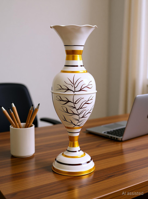 Rapidflue Flower Vase For Home Decor – Decorative Flower Pot For Living Room & Office Iron Vase(23 Inch, White)