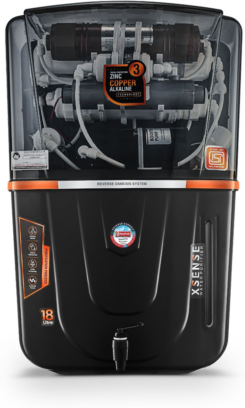 Aqua Fresh Smoke Audi 18 Ltr Drink Pure India 1St Bis (Is 16240 :2023) Cm/L8100159306 18 L Ro + Uv + Uf + Copper + Alkaline + Tds Control Water Purifier(Smoke, Black)