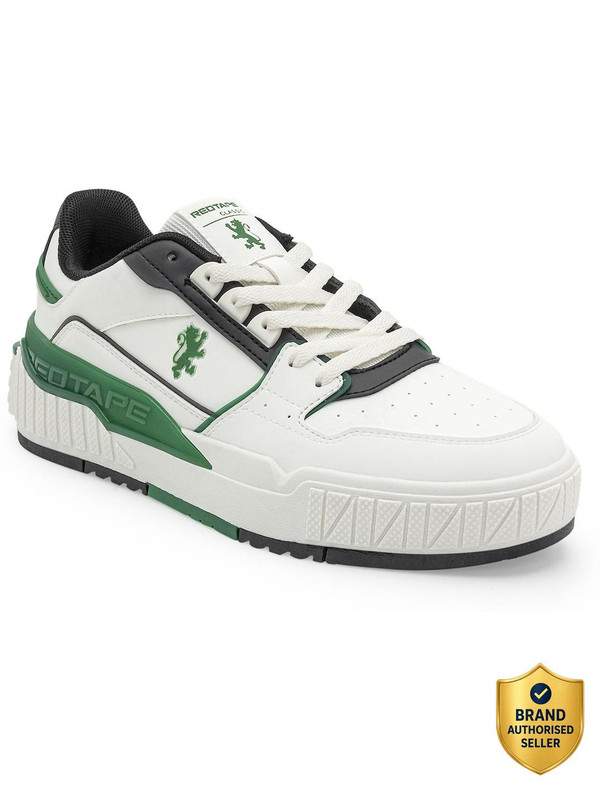 Red Tape White Sneakers For Man | Lifestyle Casual Shoes For Boys | Stylish Shoes Sneakers For Men(Green, White , 9)