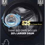 Haier 9 Kg 5 Star With Powered By Ai-Dbt, Puristeam, 525 Mm Super Drum, Inbuilt Heater, Ai Dbt Washer Fully Automatic Front Load Washing Machine Black, Blue(Efl90-Dm14Ibiebk)