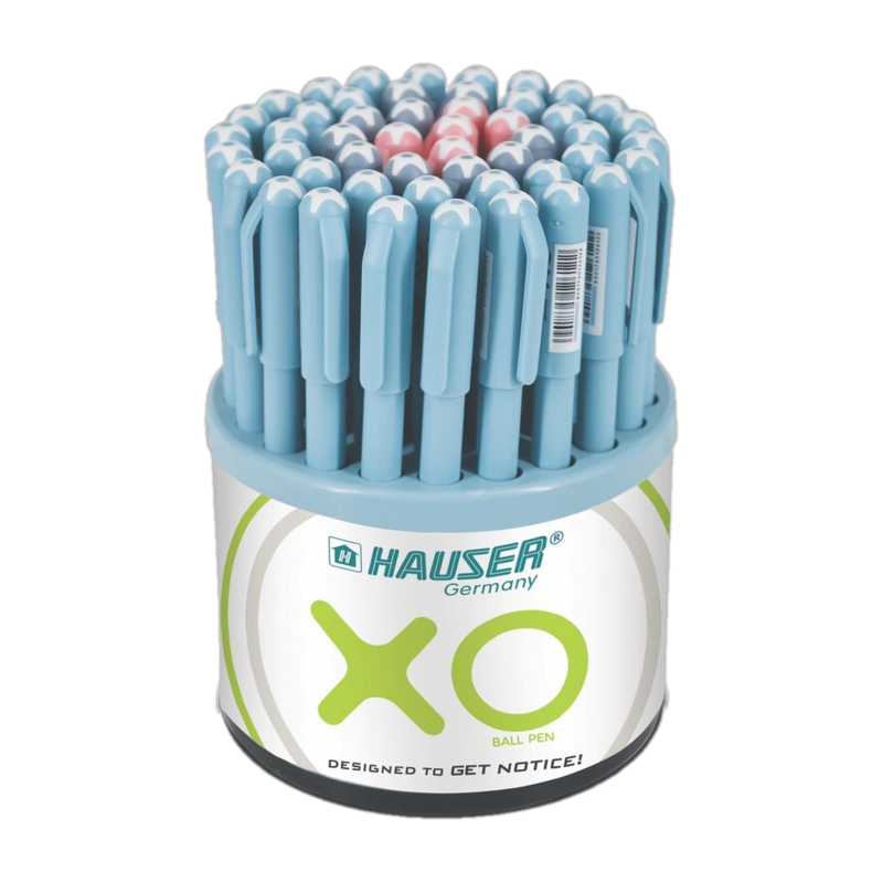 Hauser Xo 0.6 Mm Tumbler | Sleek Body & Minimalistic Design | Smooth Writing Ball Pen(Pack Of 50, Ink Color – Blue, Black & Red)