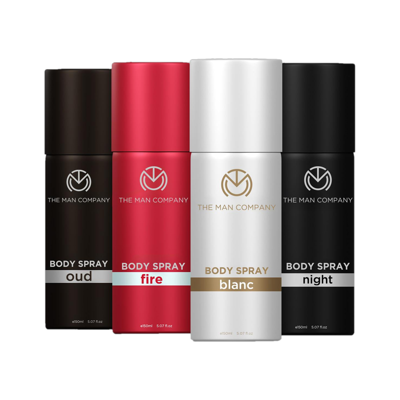 The Man Company Blanc, Fire, Night & Oud Deodorant Set | Long-Lasting Freshness Deodorant Spray – For Men & Women(600 Ml, Pack Of 4)