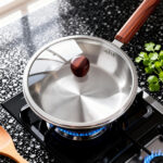 Milton Pro Cook Triply Hexa Tech Induction Glass Lid & Wooden Handle,22Cm, Honeycomb Fry Pan 22 Cm Diameter With Lid 1.25 L Capacity(Triply, Stainless Steel, Non-Stick, Induction Bottom)