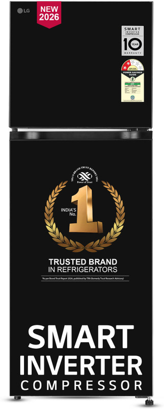 Lg 251 L Frost Free Double Door 2 Star Refrigerator  With Smart Mode, Multi Air Flow, Express Freeze, Deodorizer, Fresh Zone, Works Without Stabilizer, Inverter Compressor, Auto Connect & 2026 Model(Onyx Black, Glt2526Wwob)