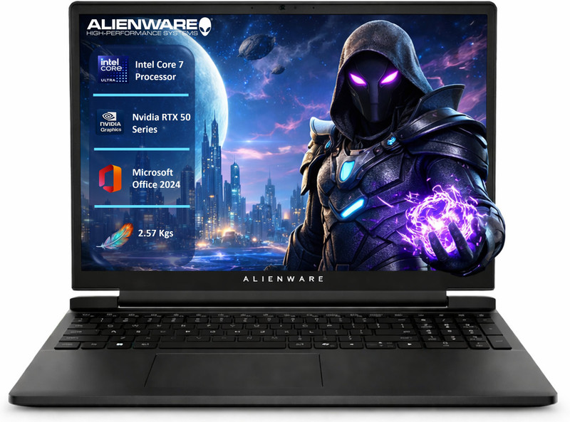 Dell Alienware 16 Aurora (I7 14Th Gen) Microsoft Office Home 2024 Intel Core 7 240H – (16 Gb/1 Tb Ssd/Windows 11 Home/8 Gb Graphics/Nvidia Geforce Rtx 5050) Alienware 16 Aurora Ac 16250 Gaming Laptop(16 $Inch, Interstellar Indigo, 2.57 Kg, With Ms Office)
