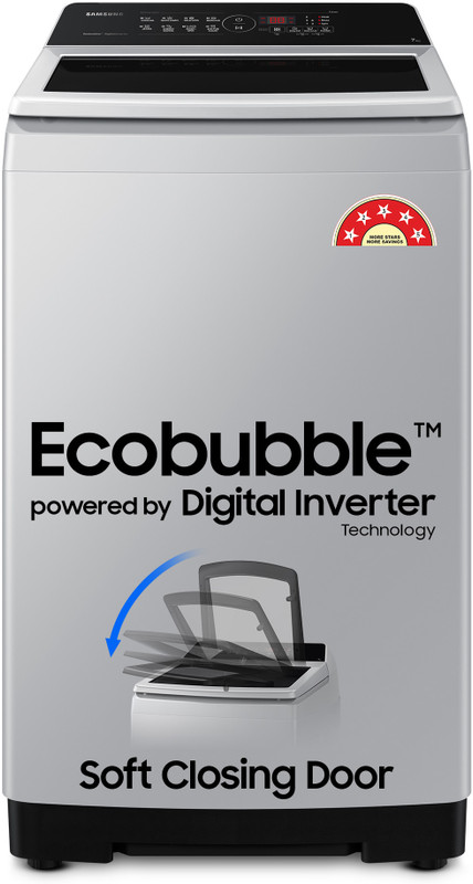 Samsung 7 Kg 5 Star, Ecobubble, Soft Closing Door, Digital Inverter Fully Automatic Top Load Washing Machine Grey(Wa70Bg4441Yytl)