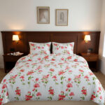 Haus & Kinder Microfiber Double Flat 200 Tc Printed 1 Bedsheet With 2 Pillow Covers(Sage Green)