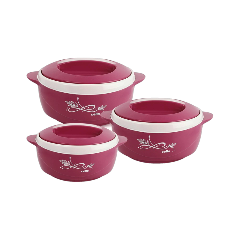Cello Sapphire Pack Of 3 Thermoware Casserole Set(500 Ml, 1000 Ml, 1500 Ml)