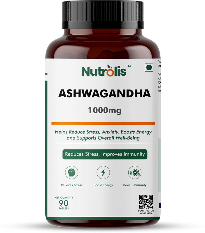 Nutrolis Ashwagandha 1000Mg | Boosts Immunity & Energy | Stress Relief(90 Tablets)